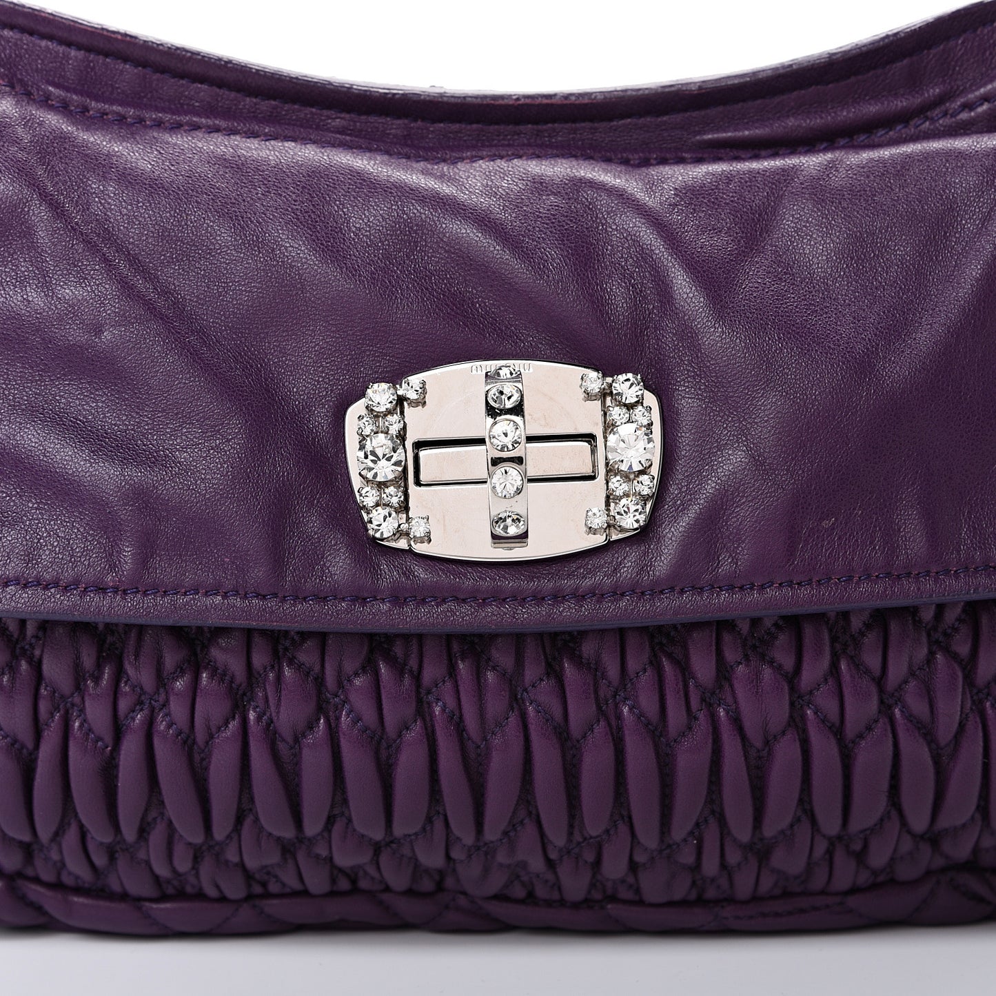 Nappa Matelasse Crystal Flap Clutch Ciclamino