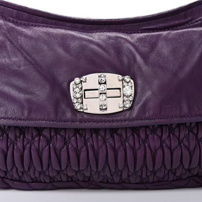 Miu Miu Nappa Matelasse Crystal Flap Clutch Ciclamino 7 of 11