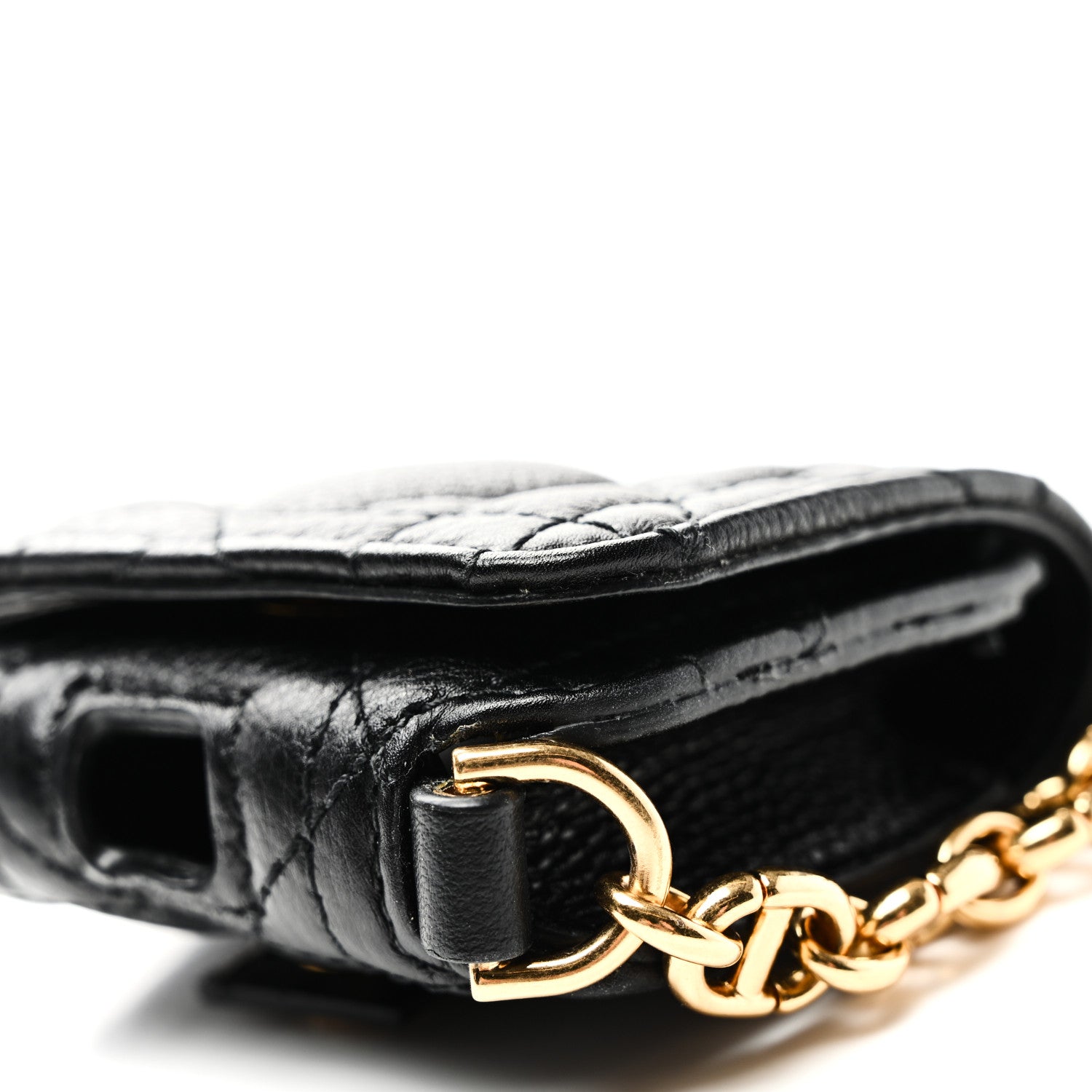 Christian Dior Supple Calfskin Cannage Caro Airpod Pro Case Belt 70 Black 11 of 13