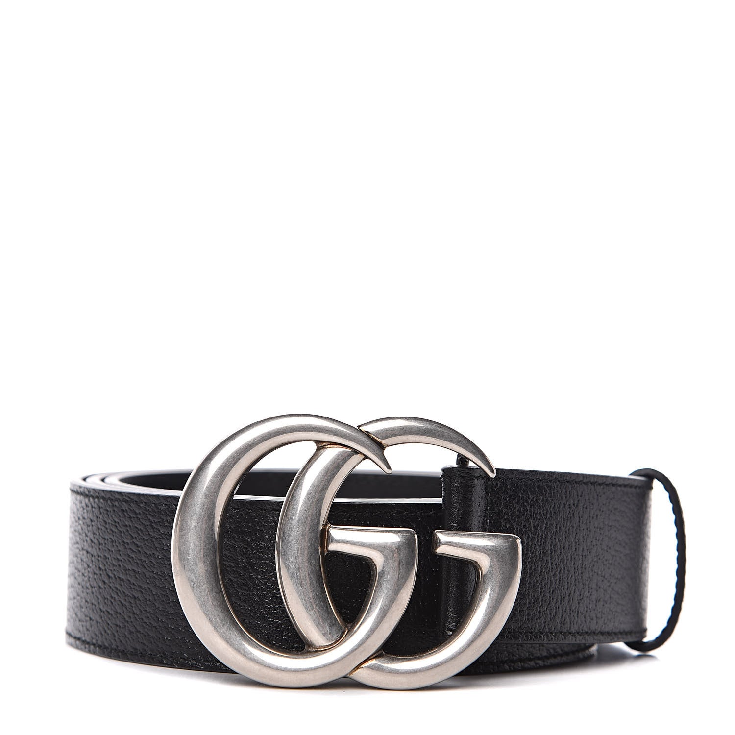 Gucci Textured Dollar Calfskin Nickel Double G 40mm Belt 110 44 Black 1 of 5