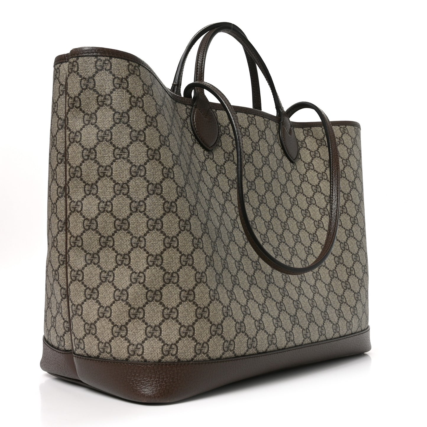 GG Supreme Monogram Textured Calfskin Medium Ophidia Shoulder Tote Bag Beige Ebony New Acero