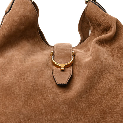 Gucci Nubuck Large Soft Stirrup Shoulder Bag Light Brown 8 of 10