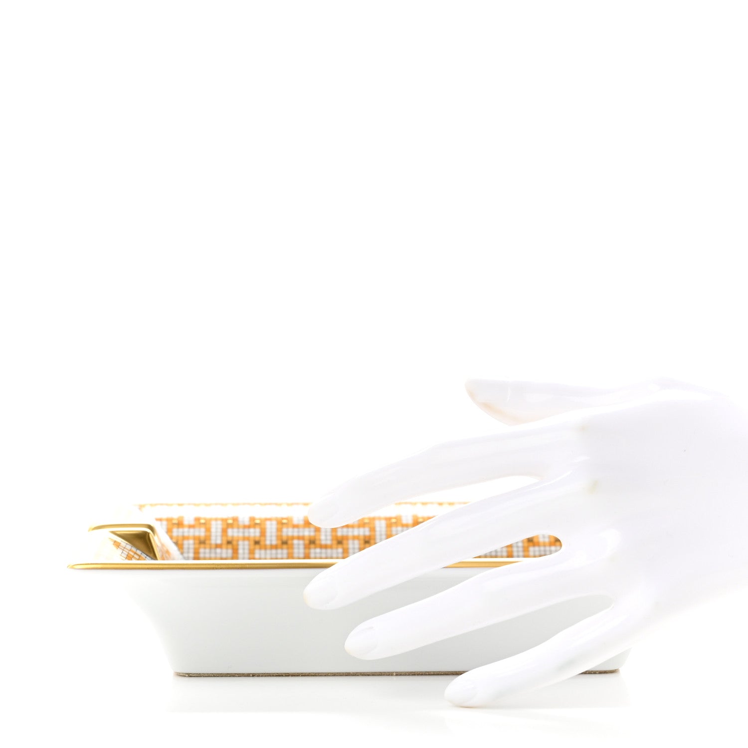 Hermes Porcelain Mosaique Au 24 Gold Ashtray 2 of 6