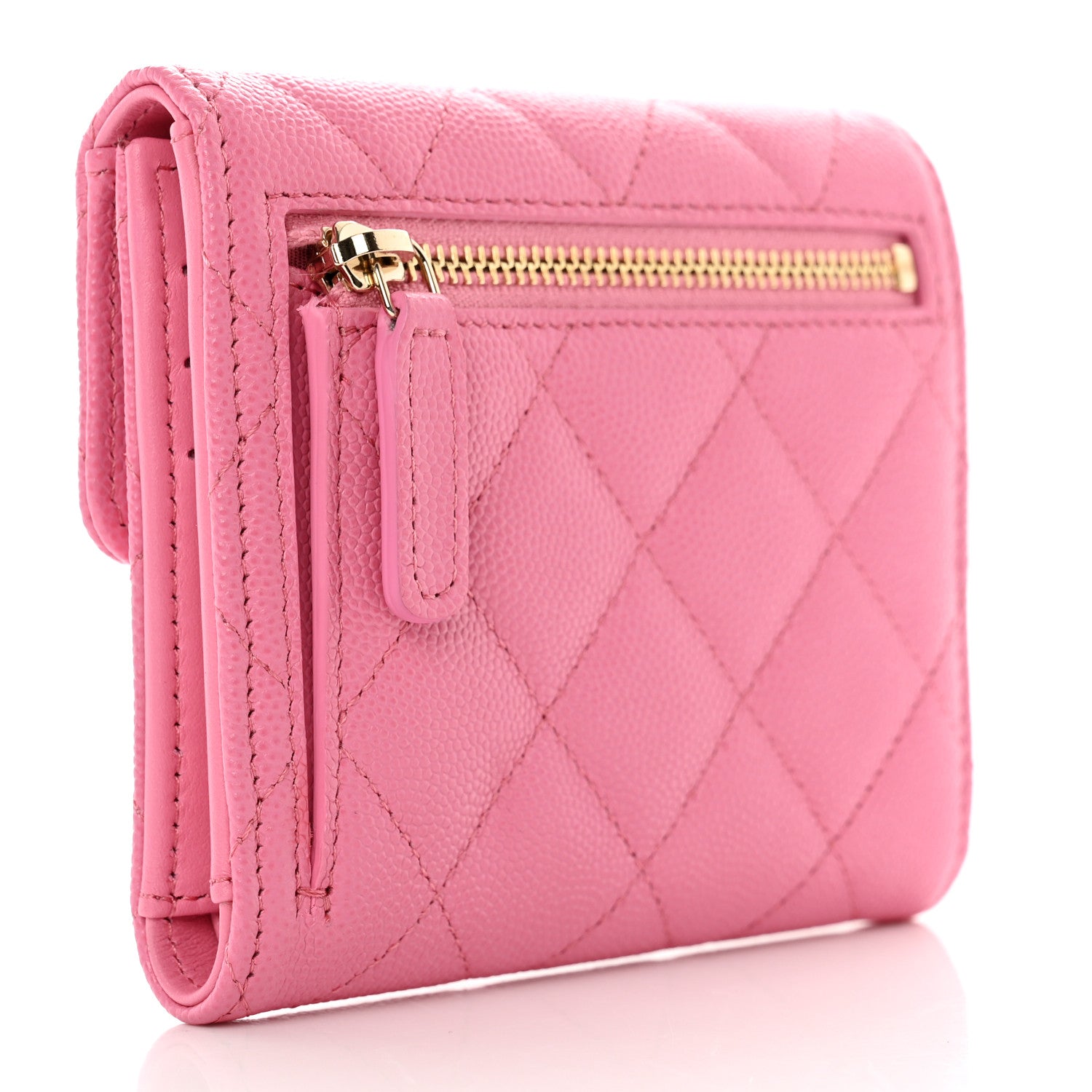 Chanel Caviar Quilted Compact Flap Wallet Pink 3 of 9