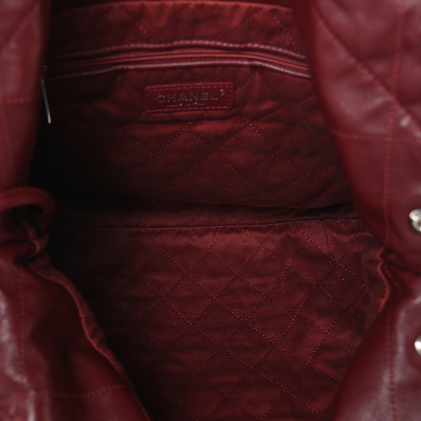 Shiny Calfskin Quilted Chanel 22 Burgundy