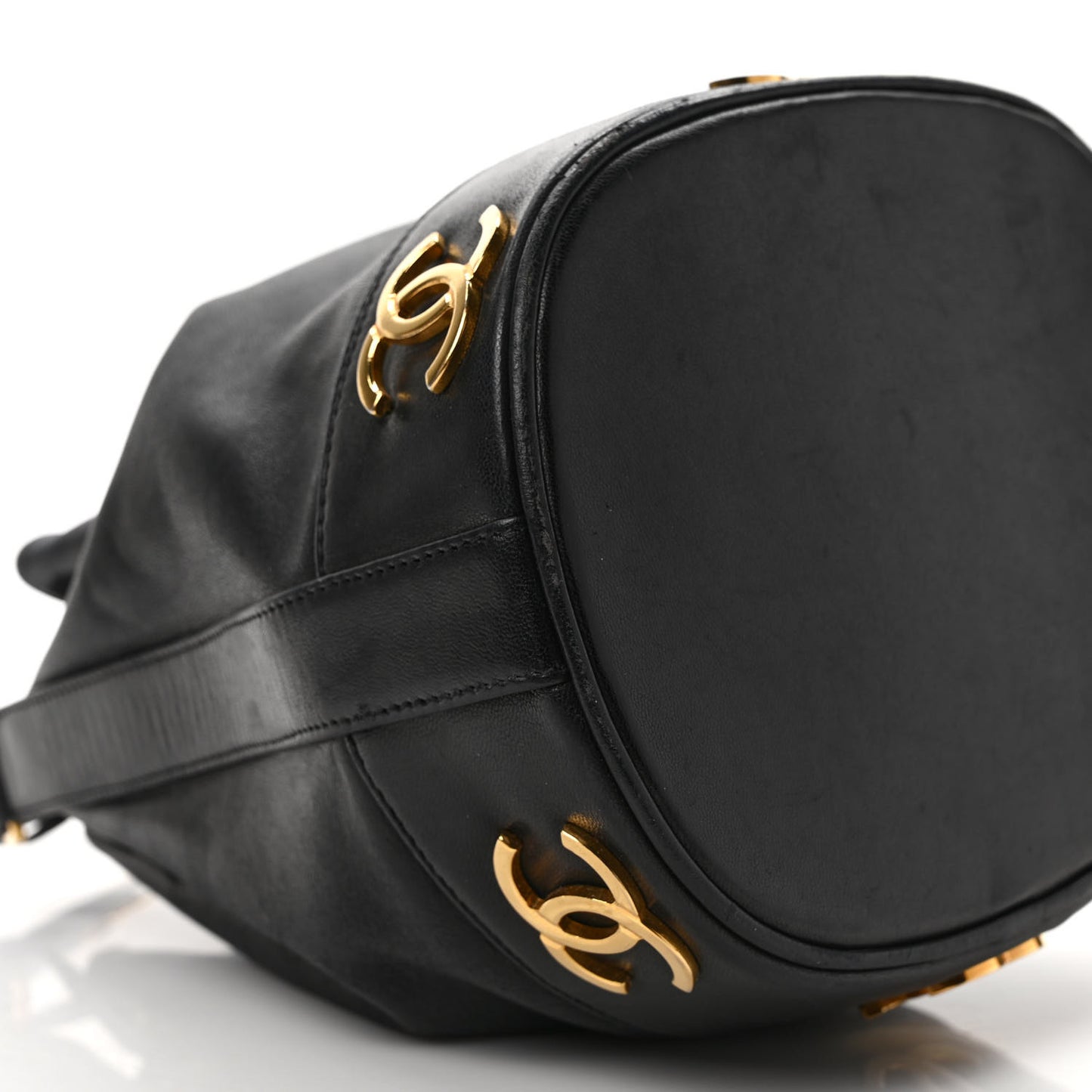 Lambskin CC Drawstring Shoulder Bag Black