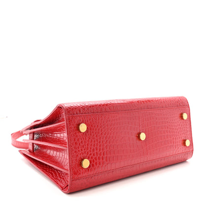 Saint Laurent Calfskin Crocodile Embossed Baby Sac de Jour Eros Red 4 of 9