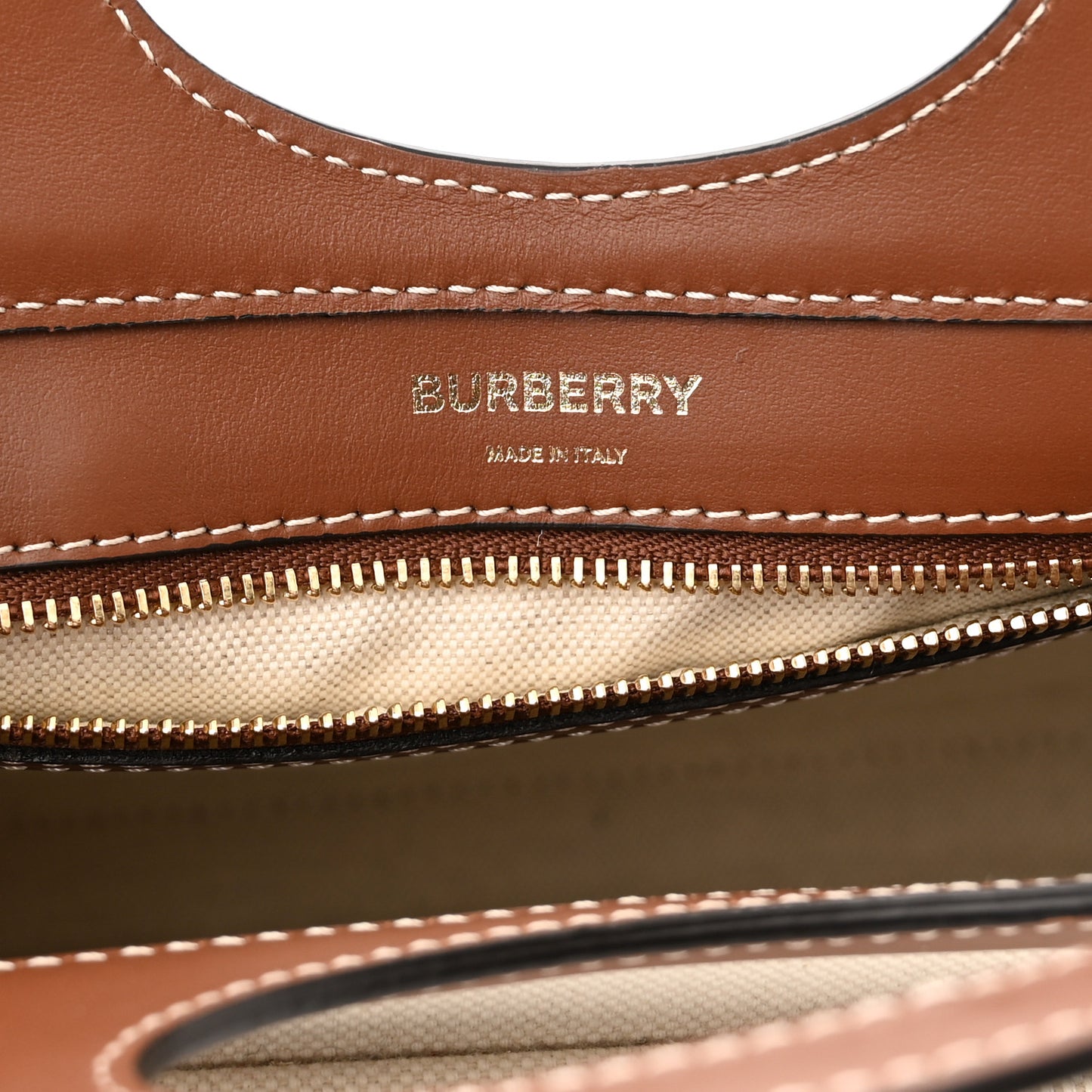 Canvas Smooth Calfskin Two Tone Mini Pocket Bag Natural Malt Brown