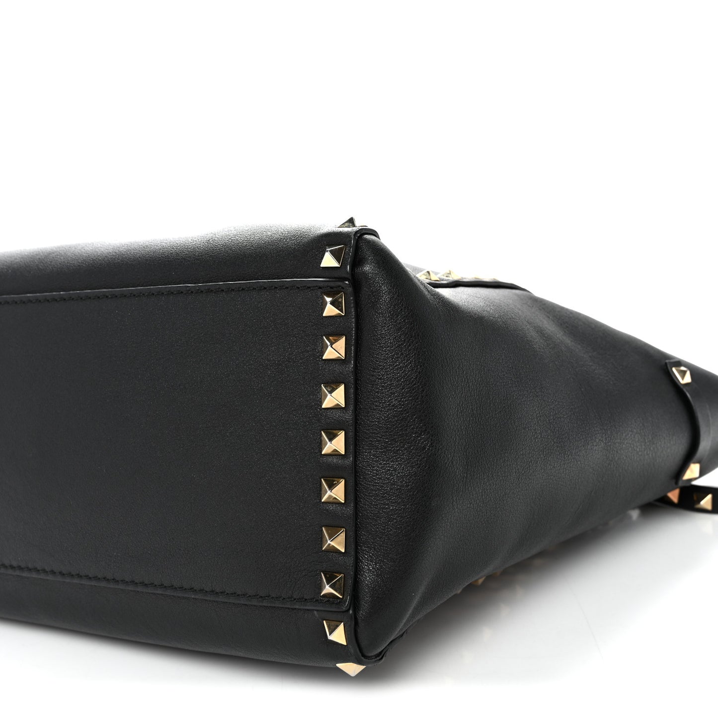 Vitello Rockstud Double Handle Tote Black