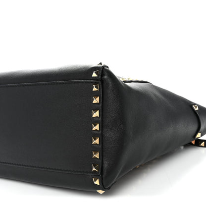 Valentino Garavani Vitello Rockstud Double Handle Tote Black 10 of 10