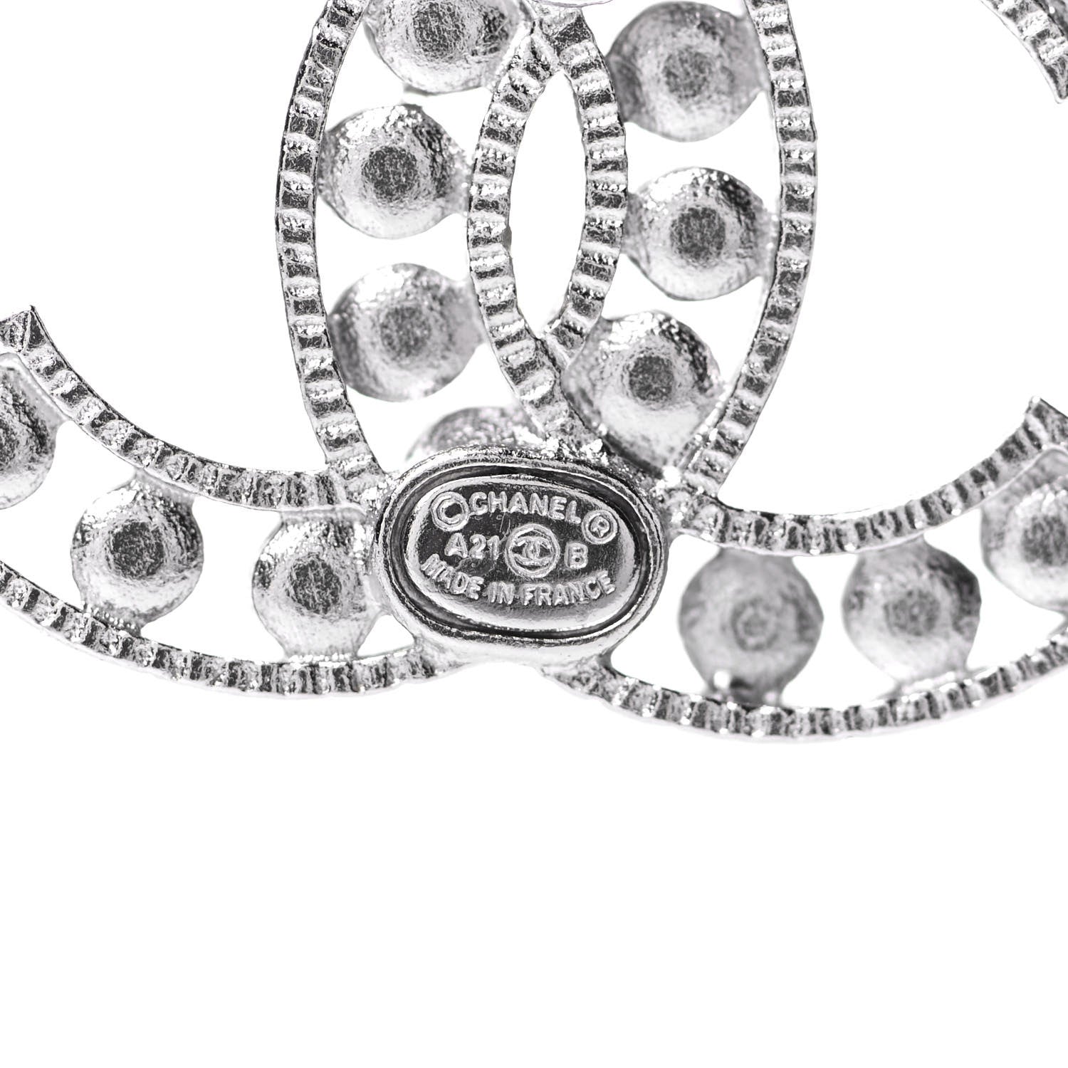 Chanel Crystal CC Earrings Silver 4 of 4