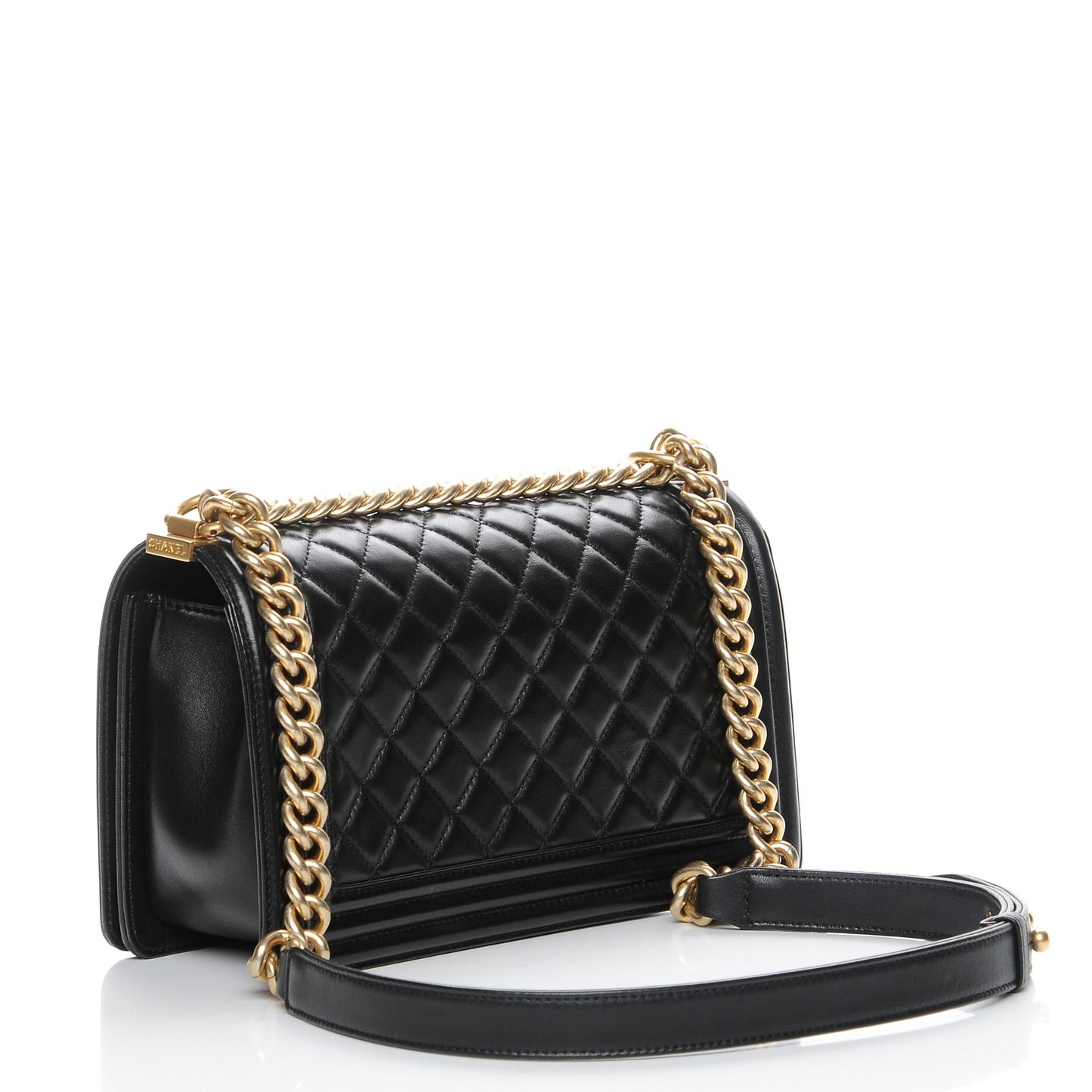 Lambskin Quilted Medium Boy Flap Black