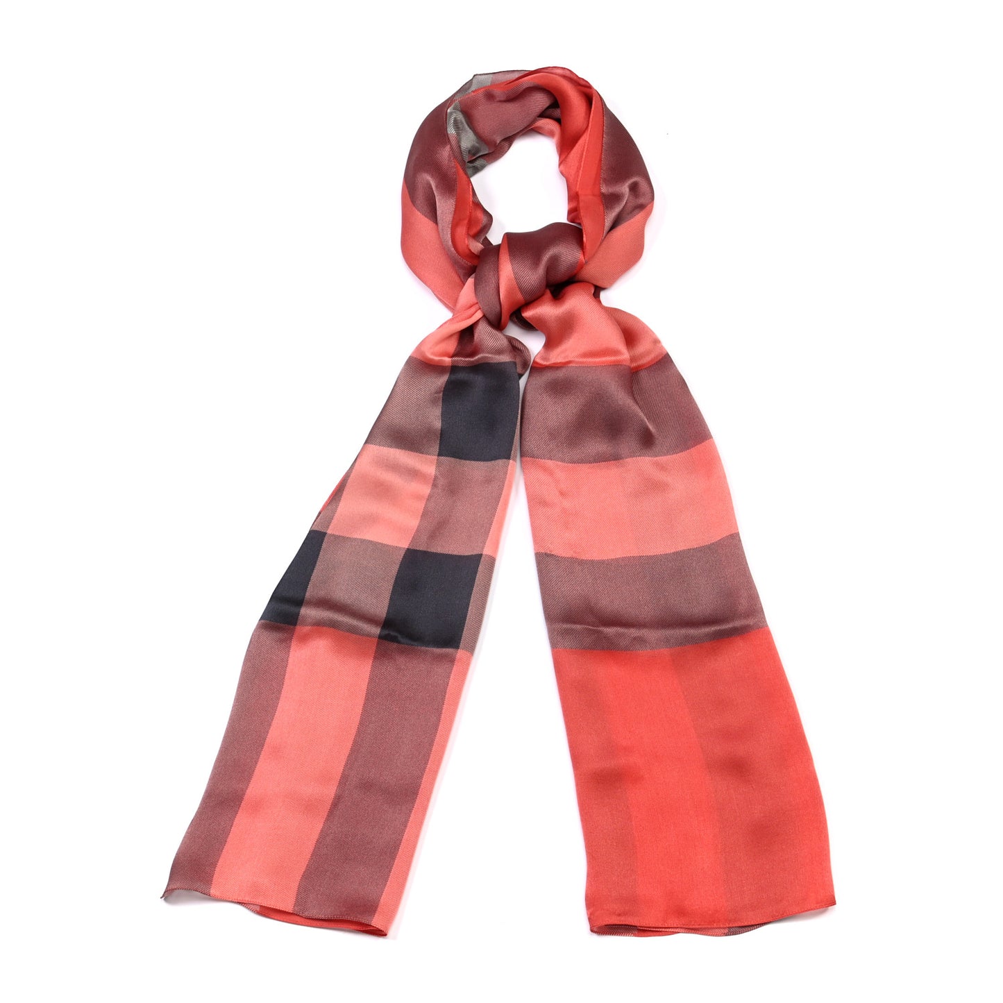Silk Check Scarf Pink