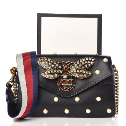 Gucci Nappa Pearl Studded Mini Queen Margaret Broadway Shoulder Bag Black 9 of 9