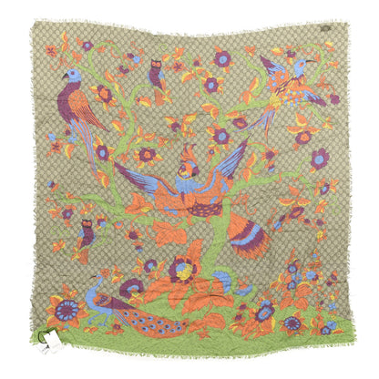 Gucci Modal Silk Monogram Jubilee Shawl Scarf Grass Green Light Purple 1 of 3