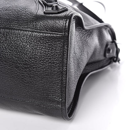 Balenciaga Shiny Grained Goatskin Black Metallic Edge City Black 6 of 10