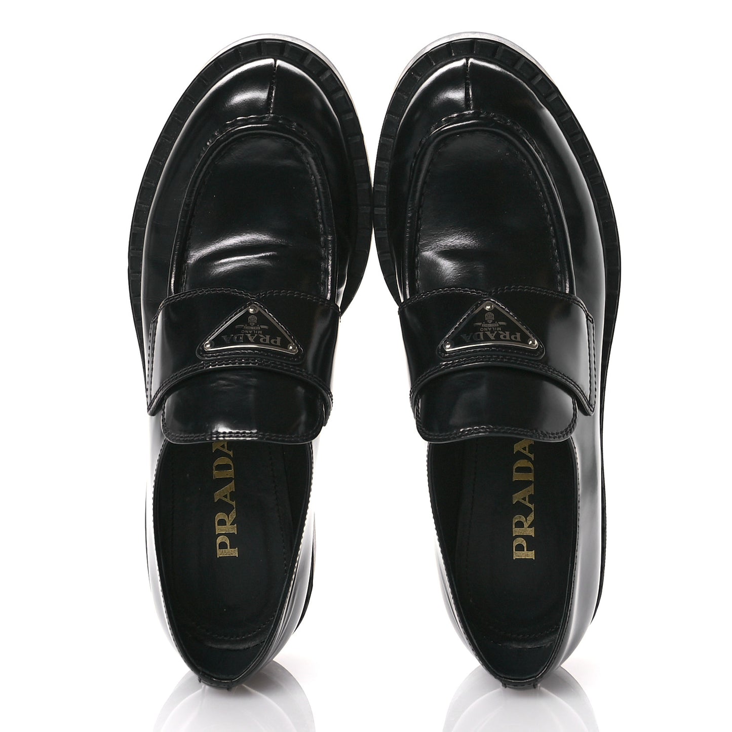 Spazzolato Metal Triangle Logo 50mm Loafers 38 Black