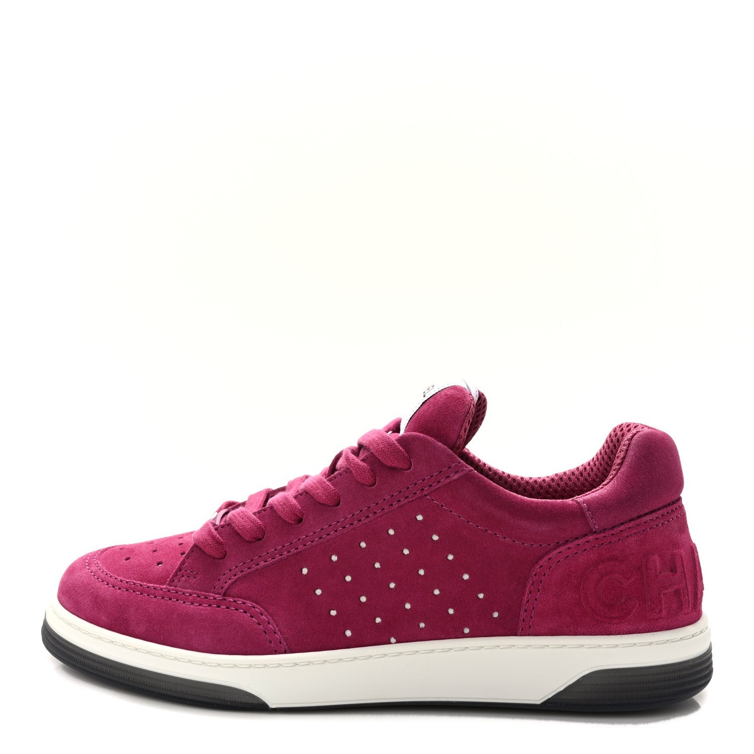 Chanel Suede Calfskin Logo Sneakers 39 Dark Pink 1 of 10