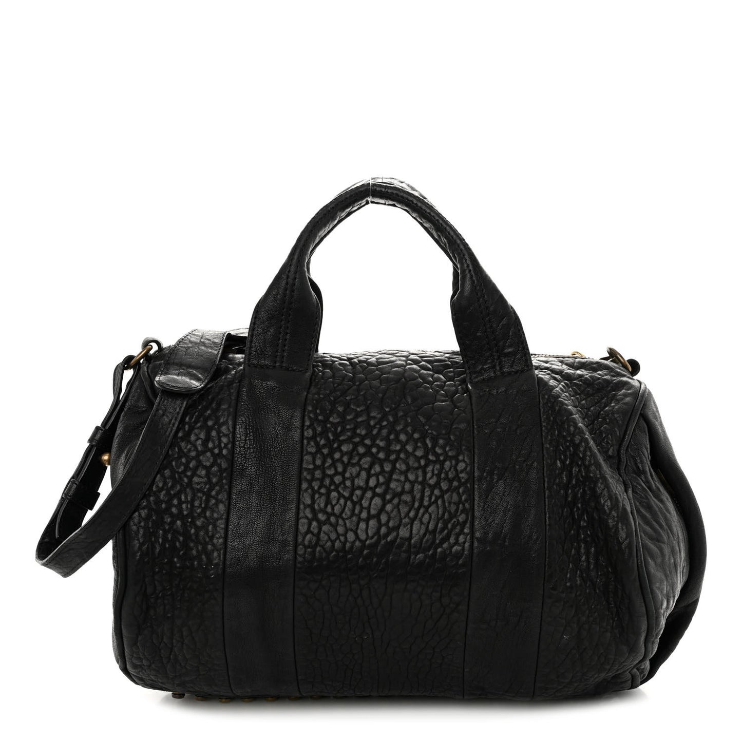 Pebbled Lambskin Rockie Black Antique Brass Hardware