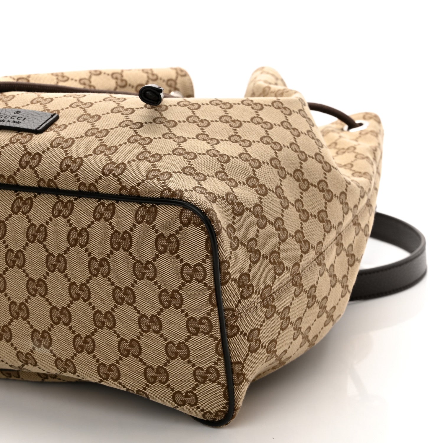 Gucci Monogram Dollar Calfskin O Drawstring Backpack Beige Ebony Testa di Moro Dark Chocolate 10 of 10