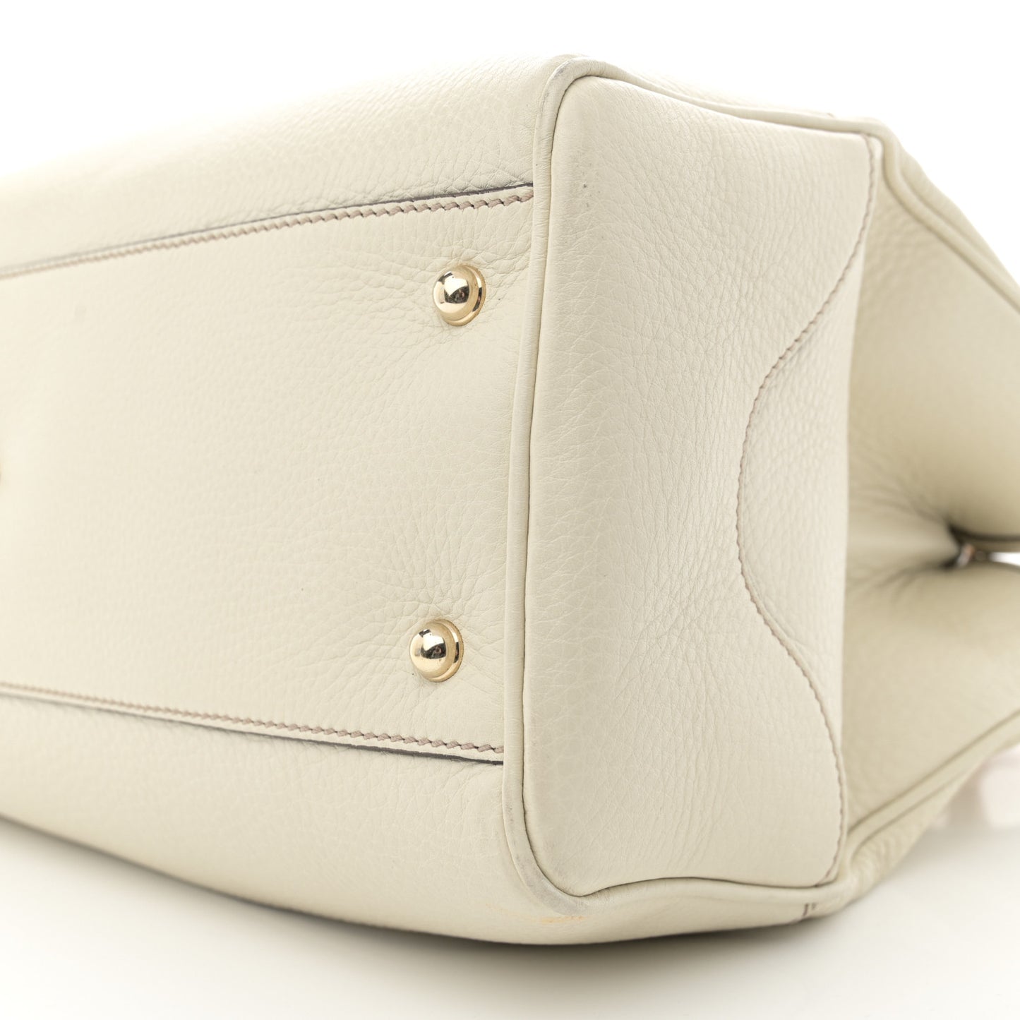 Grained Calfskin Medium Diana Bamboo Top Handle Tote Ivory