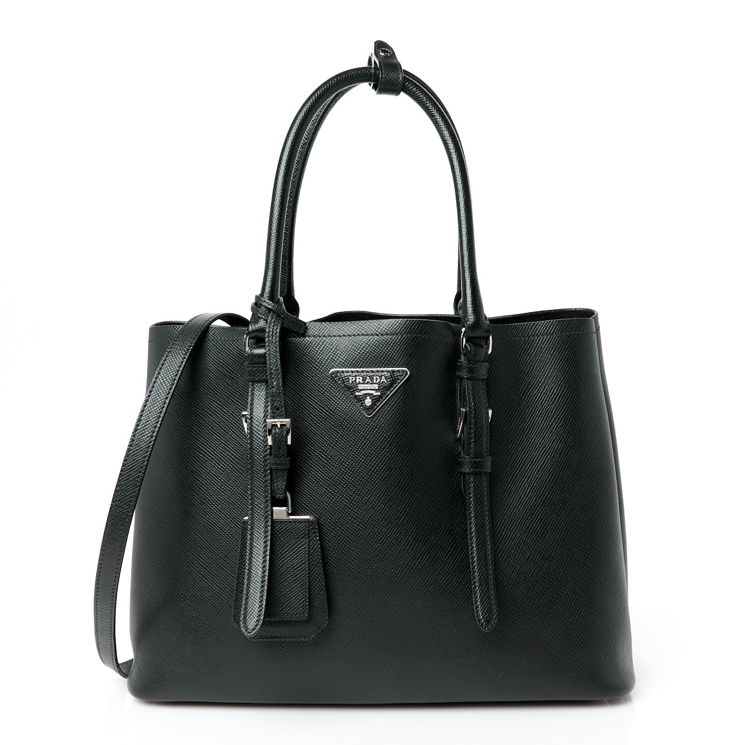 Prada Saffiano Cuir Medium Double Handle Tote Black 1 of 10