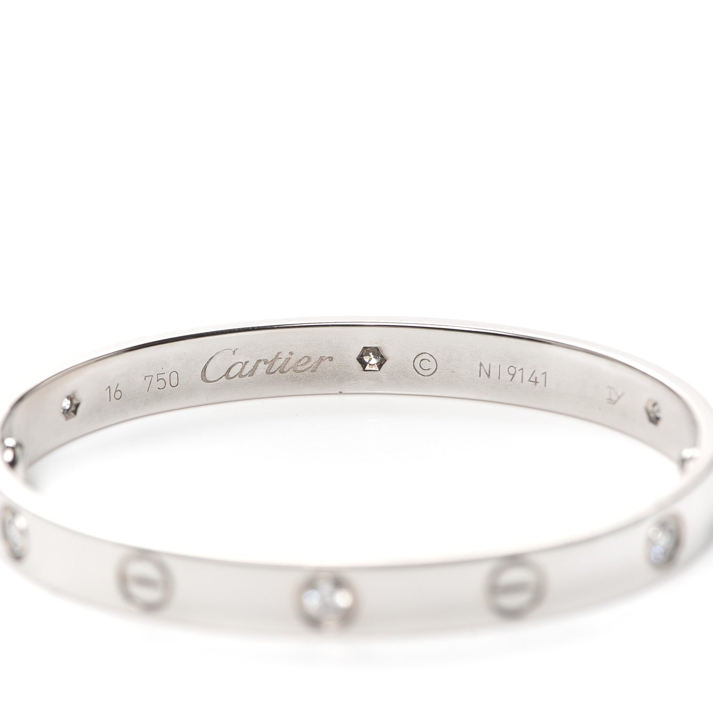 18K White Gold 6 Diamond LOVE Bracelet 16