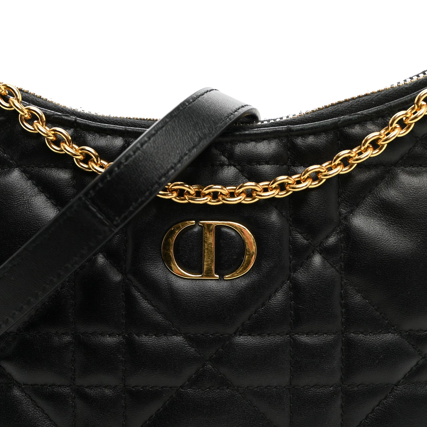 Christian Dior Calfskin Macrocannage Miss Caro Diorling Mini Bag with Chain Black 6 of 10