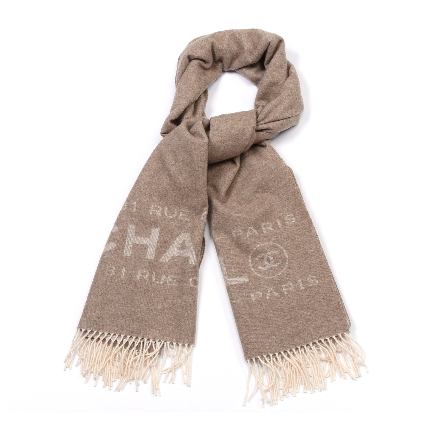Cashmere CC Logo Stole Beige