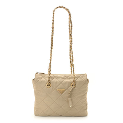Prada Re-Nylon Impuntu Quilted Re-Edition 1995 Chaine Medium Tote Bag Beige 1 of 10