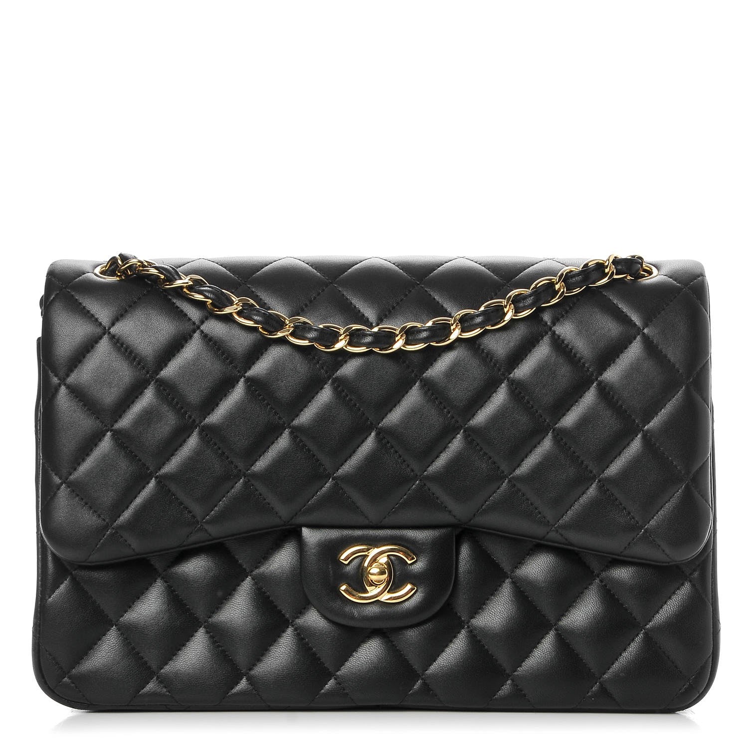 Chanel Lambskin Quilted Jumbo Double Flap Black 1 of 13