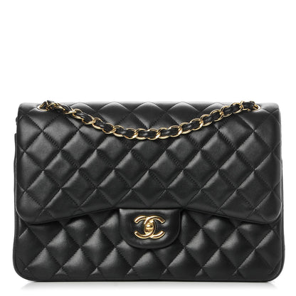 Chanel Lambskin Quilted Jumbo Double Flap Black 1 of 13