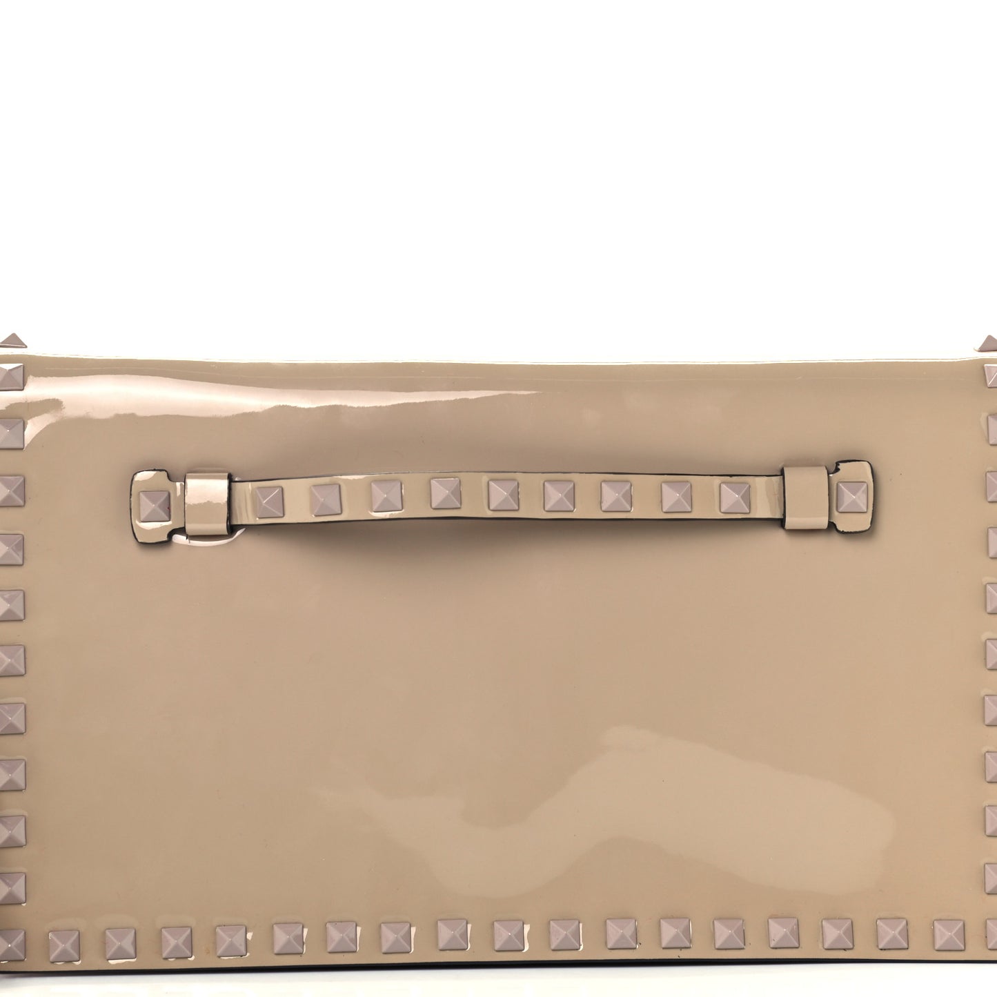 Patent Monochrome Rockstud Wristlet Clutch Alpaca