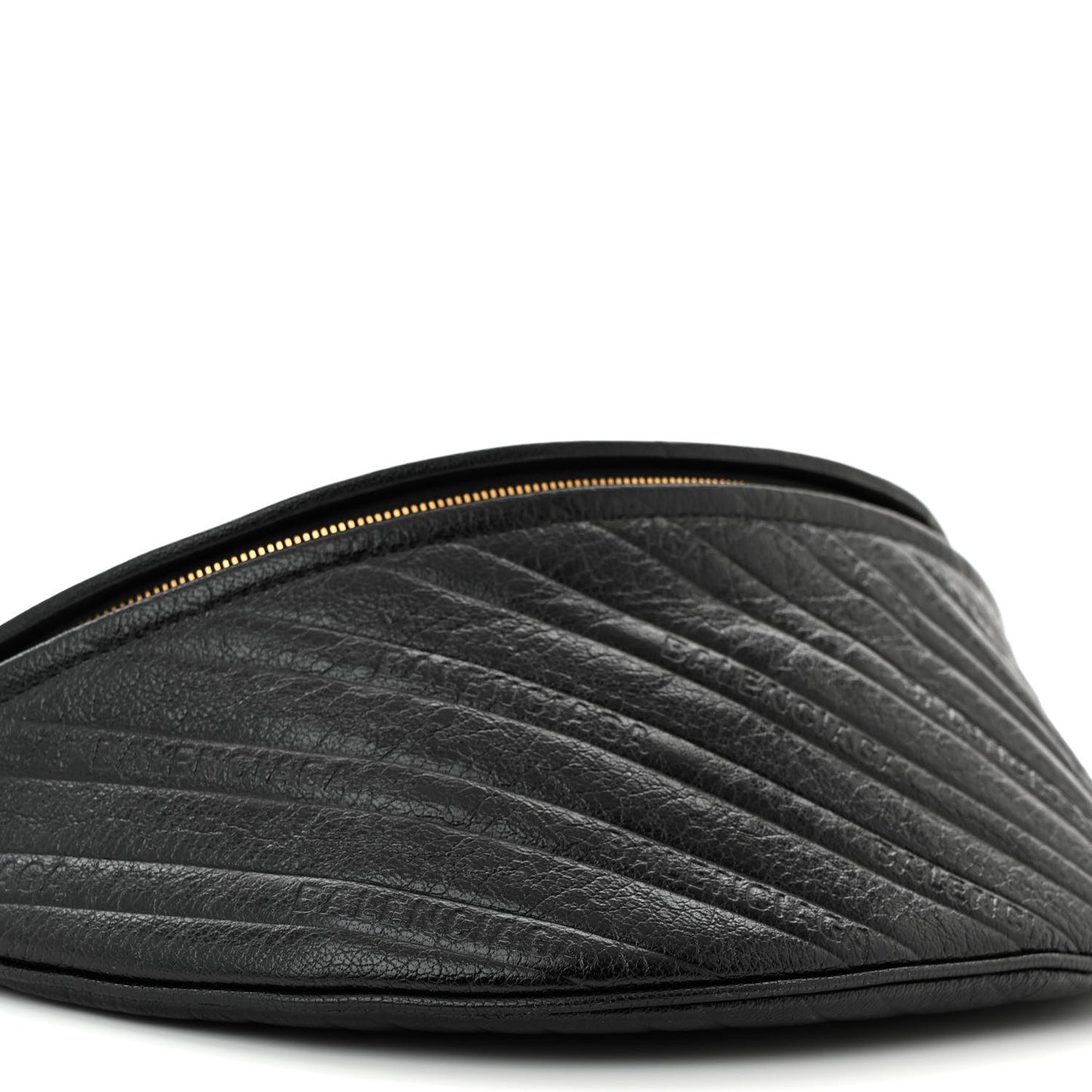 Shiny Goatskin Allover Logo Embossed XS Souvenir Belt Bag Black