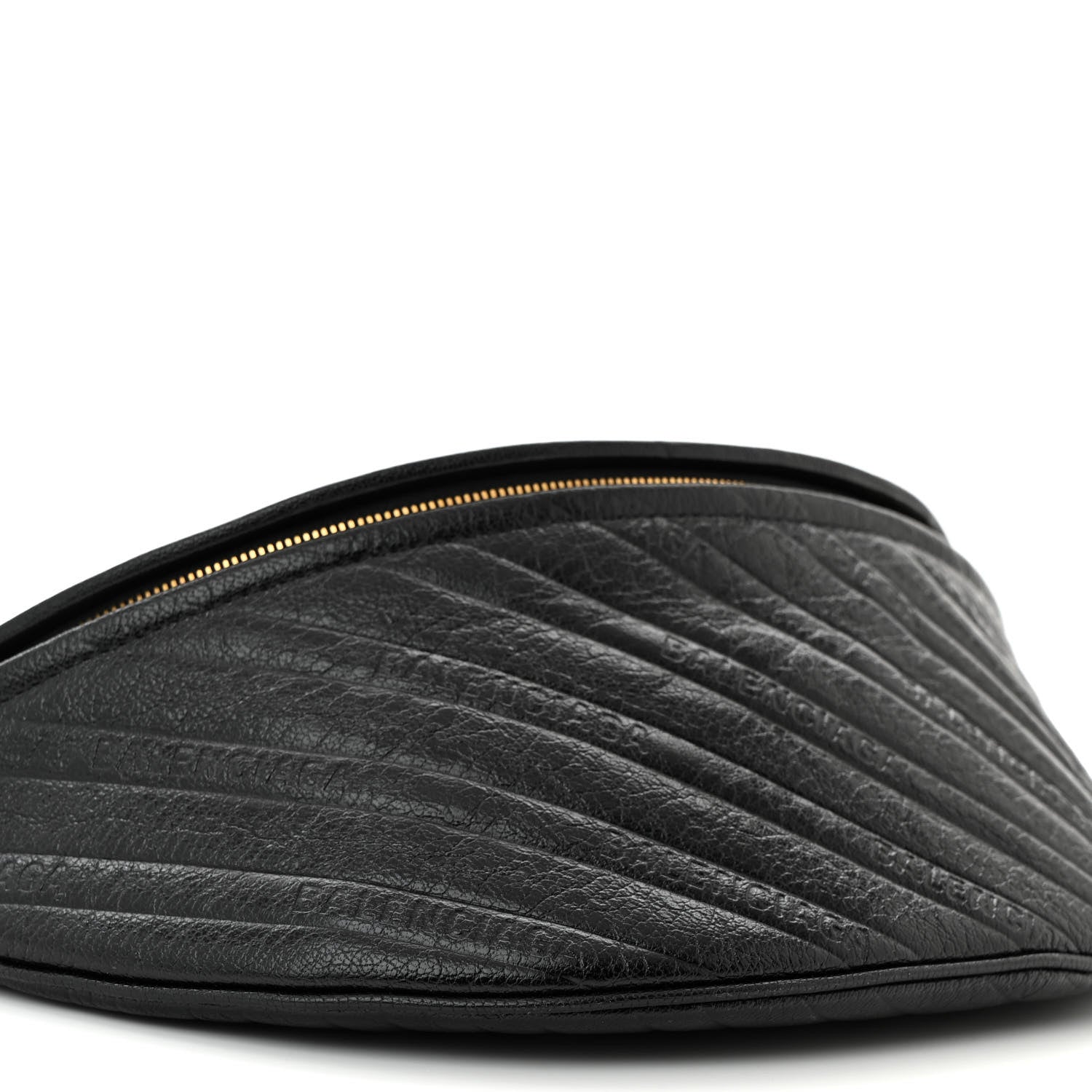 Balenciaga Shiny Goatskin Allover Logo Embossed XS Souvenir Belt Bag Black 9 of 10