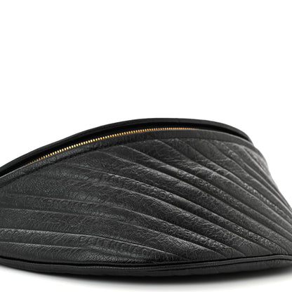 Balenciaga Shiny Goatskin Allover Logo Embossed XS Souvenir Belt Bag Black 9 of 10
