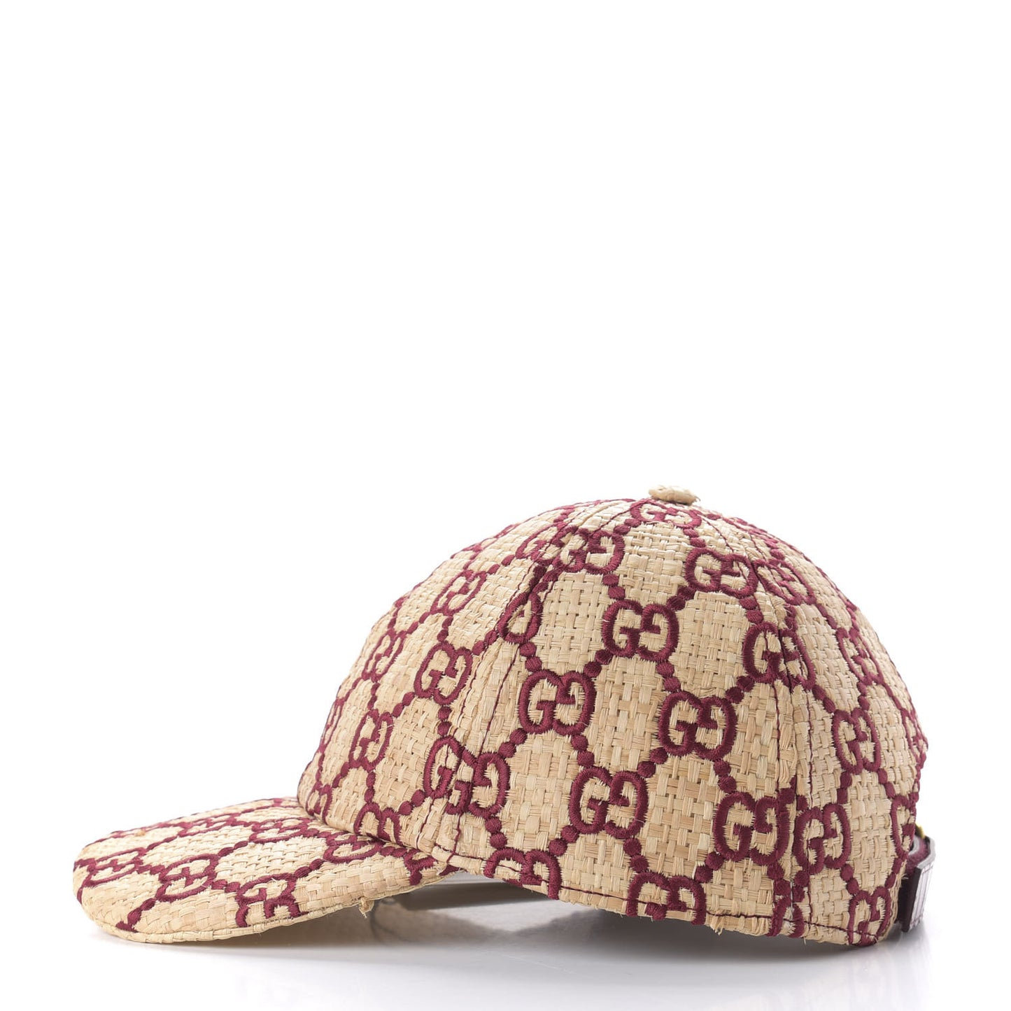 Raffia GG Monogram Elaphe Embroidered Aisha Baseball Hat L Ivory Bordeaux