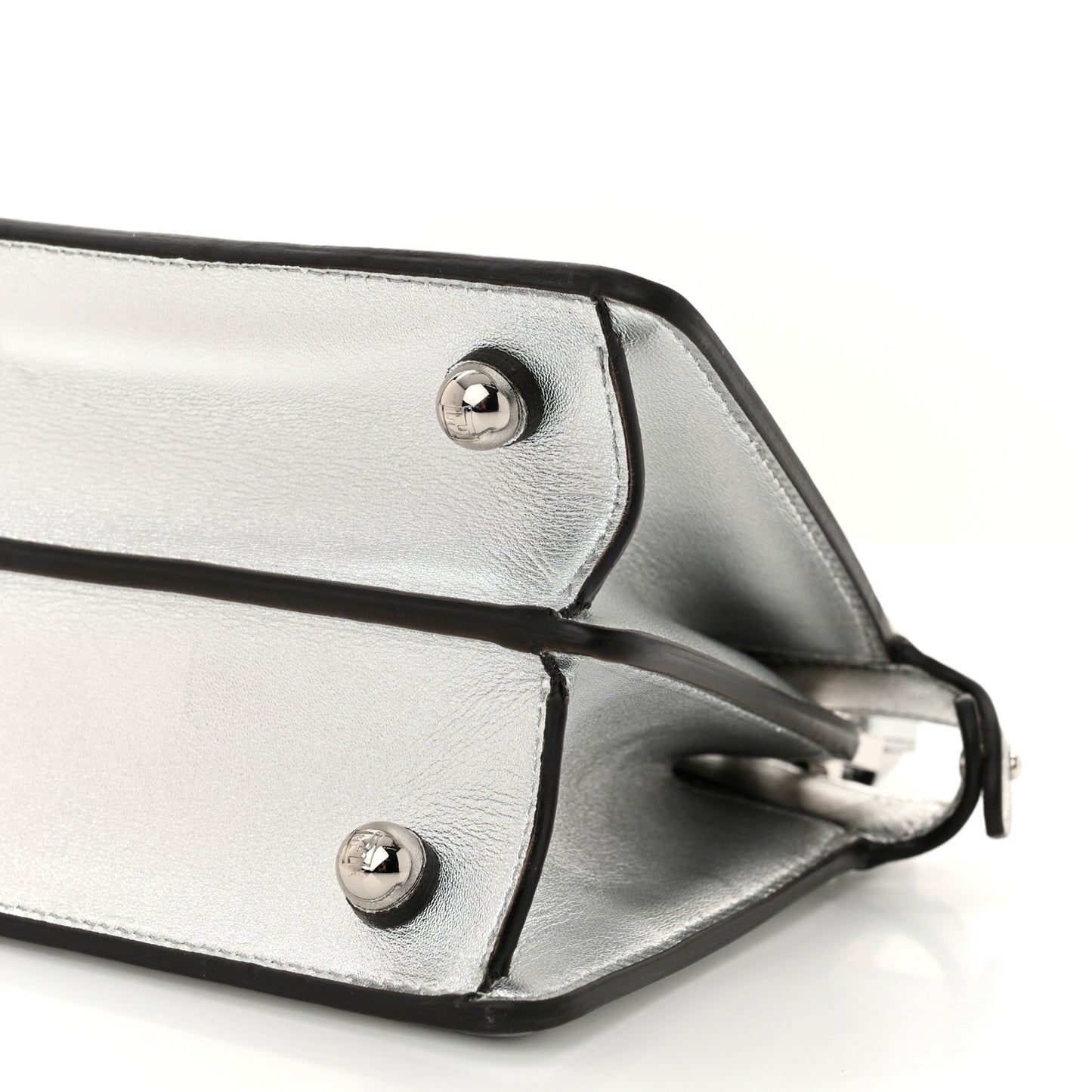 X MARC JACOBS Vitello Catalan Mirror Petite Peekaboo I SEE U Satchel Argento