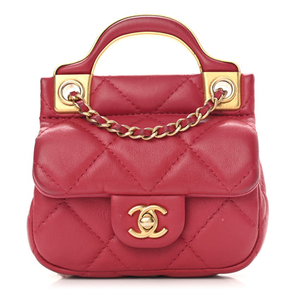 Chanel Calfskin Quilted Lady Handle Flap Card Holder With Chain Dark Pink 1 of 11