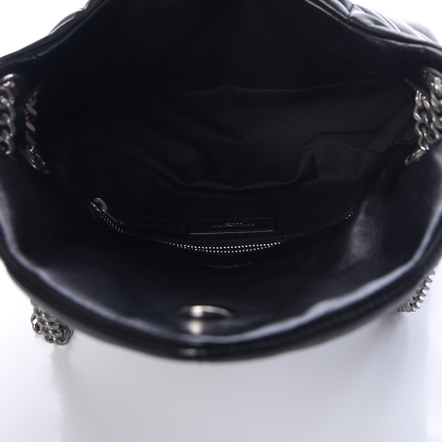 Saint Laurent Lambskin Quilted Small Loulou Puffer Monogram Chain Satchel Black 5 of 15
