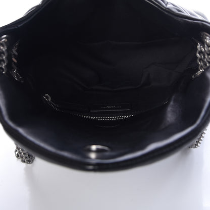 Saint Laurent Lambskin Quilted Small Loulou Puffer Monogram Chain Satchel Black 5 of 15