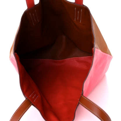 Hermes Veau Sikkim Swift Double Sens 30 Reversible Tote Gold Rose Azalee Rouge Casaque Brique 11 of 14