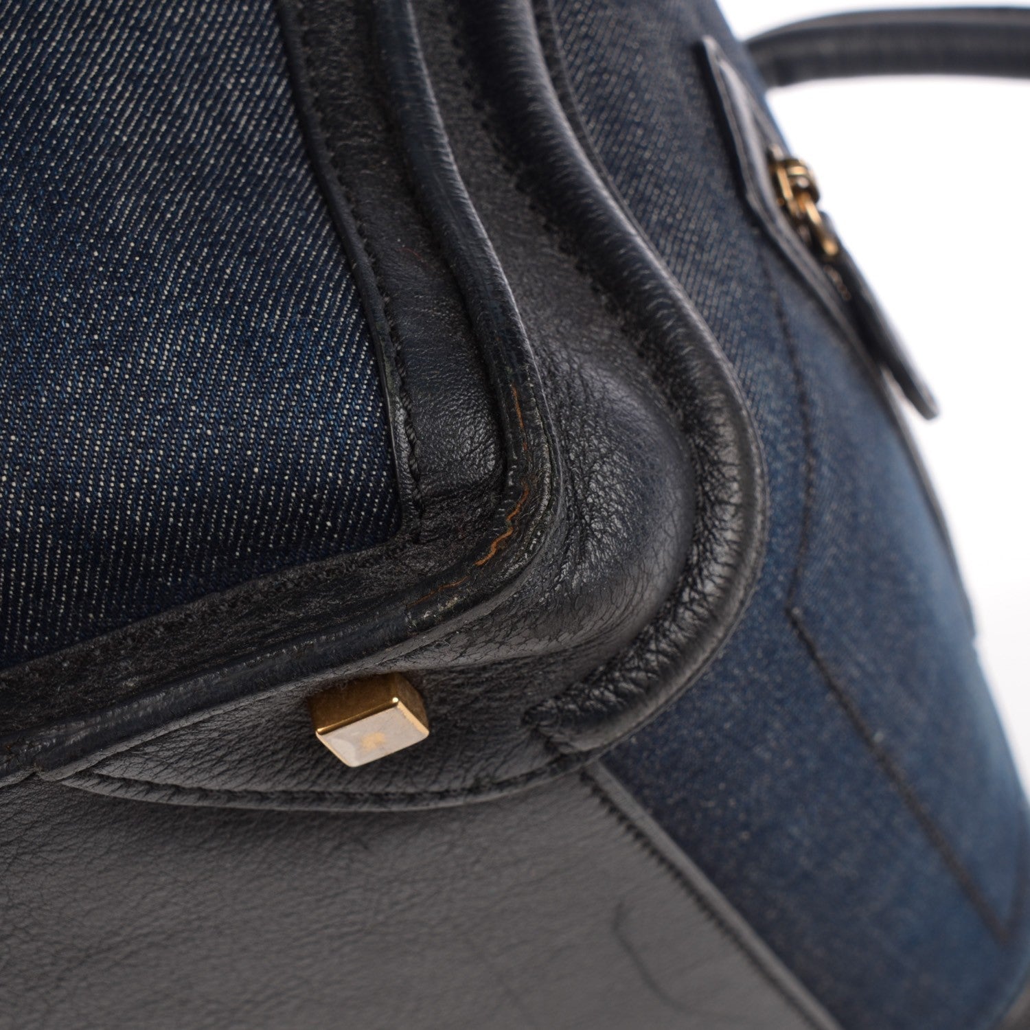 Celine Calfskin Denim Mini Luggage Black Navy 11 of 17