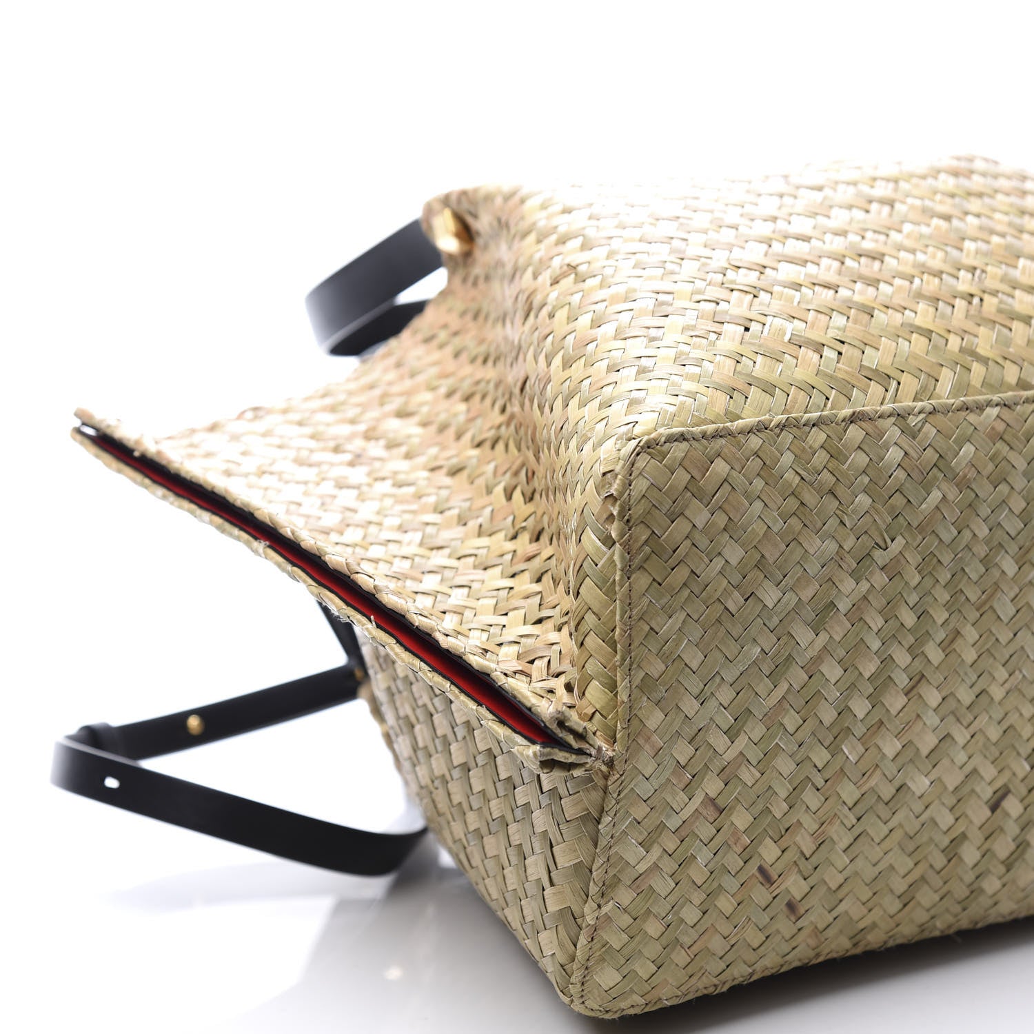 Valentino Garavani Raffia Medium Vlogo Escape Shopper Natural Black Rouge 7 of 11