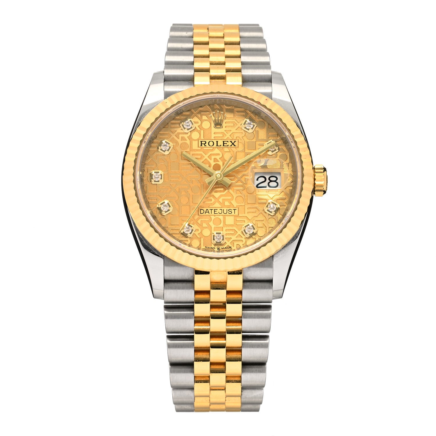 Rolex Stainless Steel 18K Yellow Gold Diamond 36mm Oyster Perpetual Datejust Watch Champagne Jubilee 126233 1 of 5