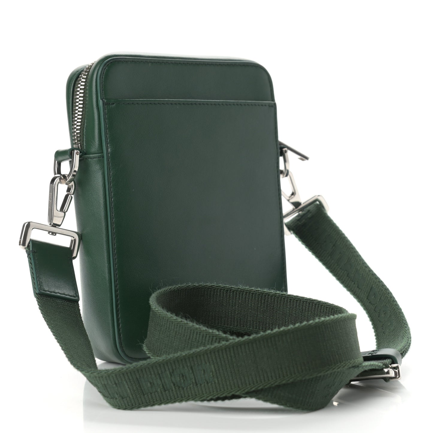 Calfskin Oblique Galaxy Perforated World Tour Messenger Pouch Green White