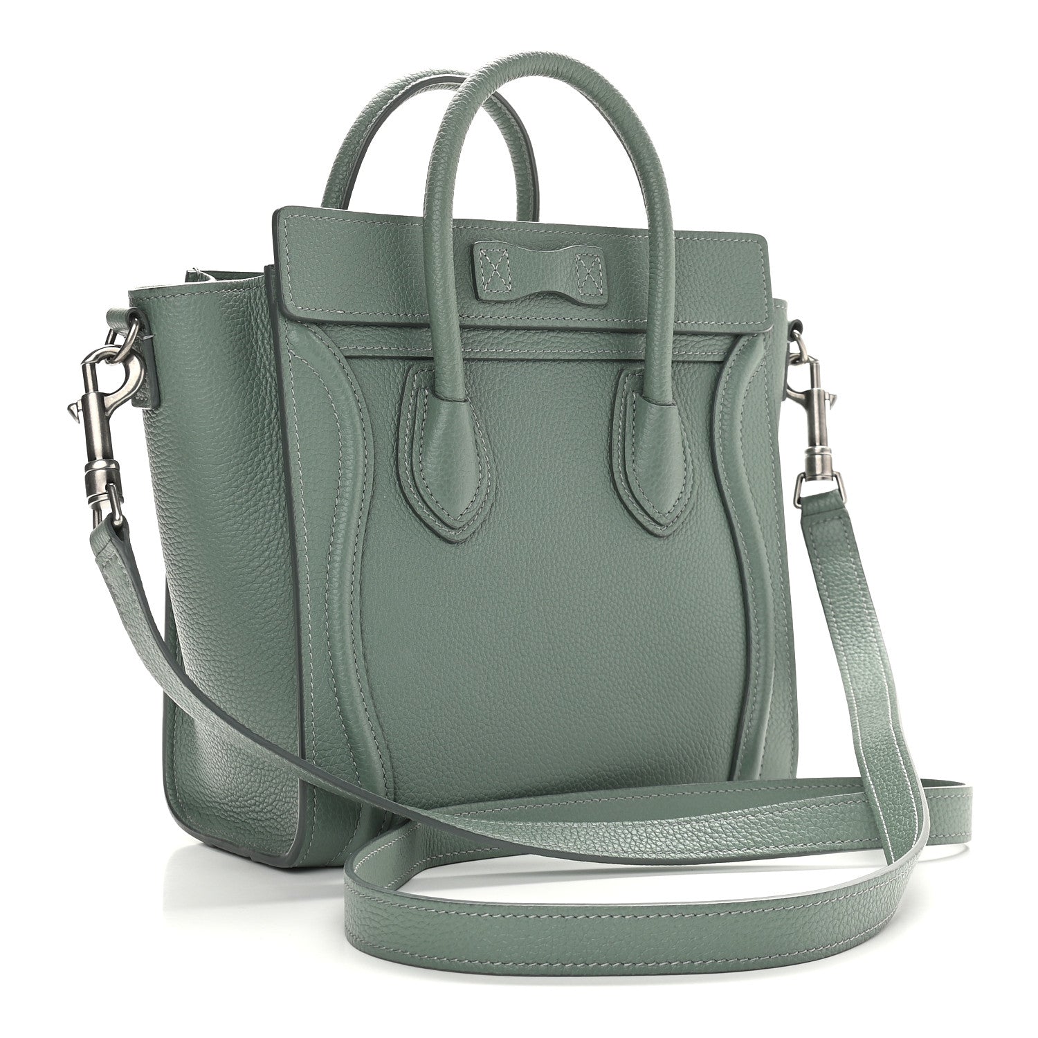 Celine Drummed Calfskin Nano Luggage Caladon 2 of 9