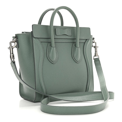 Celine Drummed Calfskin Nano Luggage Caladon 2 of 9