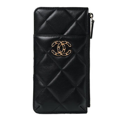 Chanel Goatskin Quilted Chanel 19 Phone and Card Holder Black 1 of 4