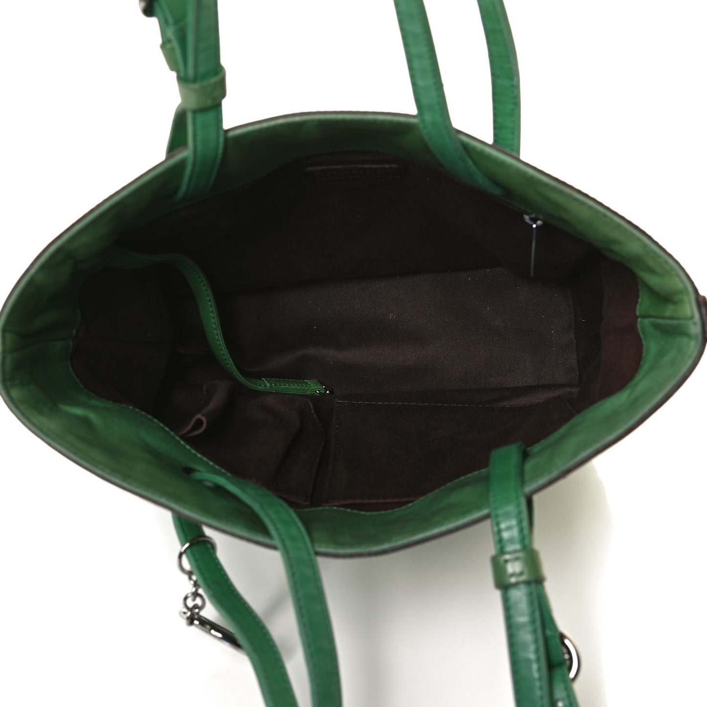 Lambskin Quilted Country Club Tote Green Black